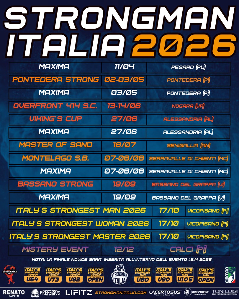 CALENDARIO EVENTI STRONGMAN ITALIA 2026